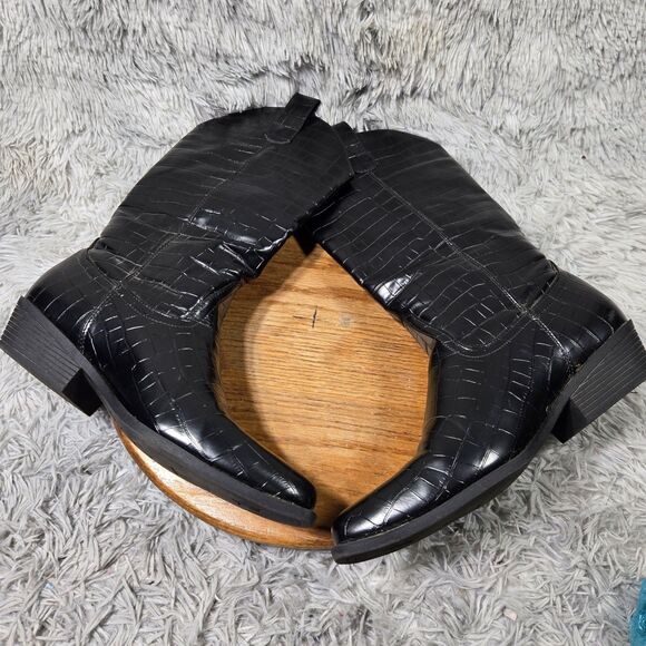 Forever 21 Womens Size 10 Western Style Crocodile Print Mid Calf Pull On Boots - Picture 7 of 9